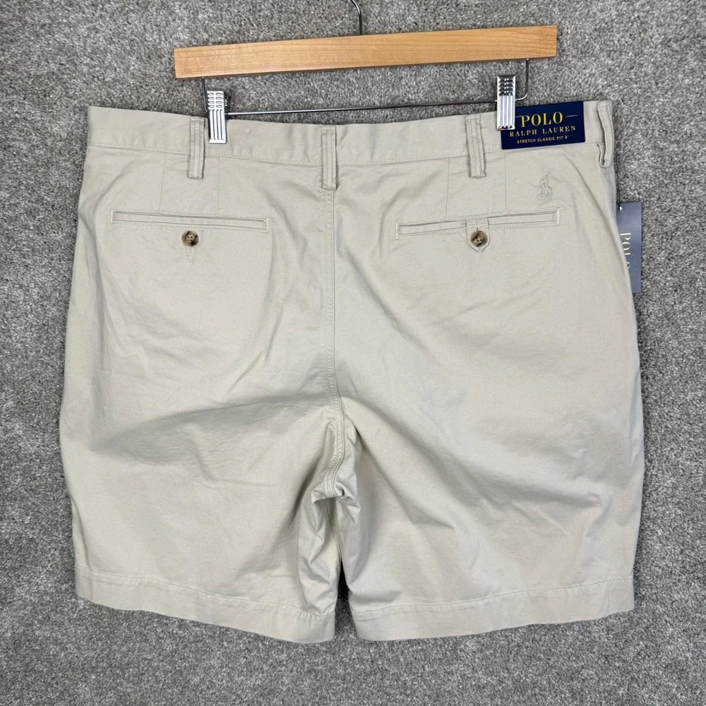Polo Ralph Lauren Mens 38 Stretch Classic Fit 9 inch Chino Shorts Beige NEW